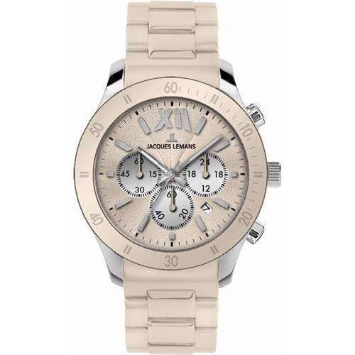 Image of 1-1586M Jacques Lemans Rome Sports Dame ur<br>beige med sølv